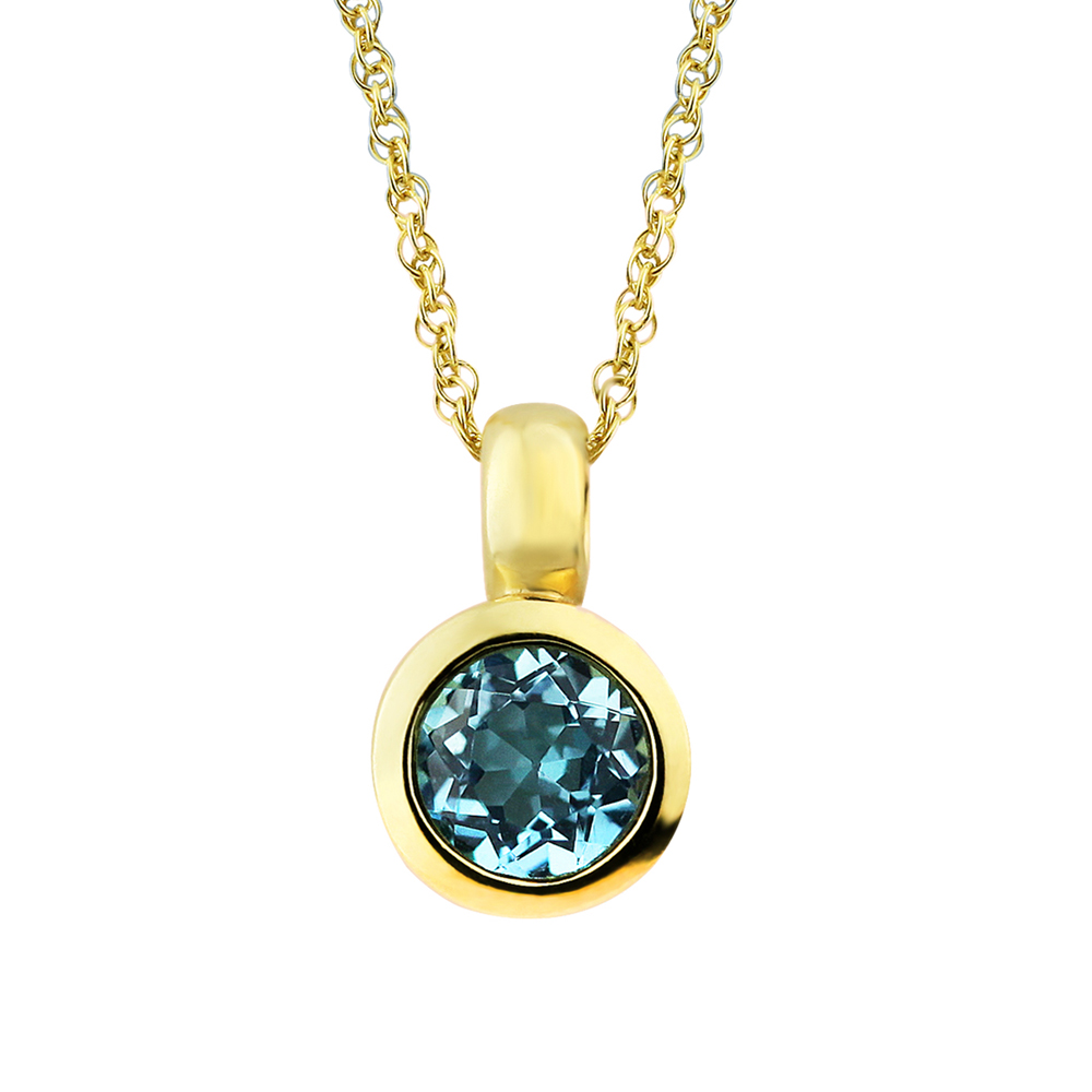 BLUE TOPAZ BEZEL SOLITAIRE PENDANT 