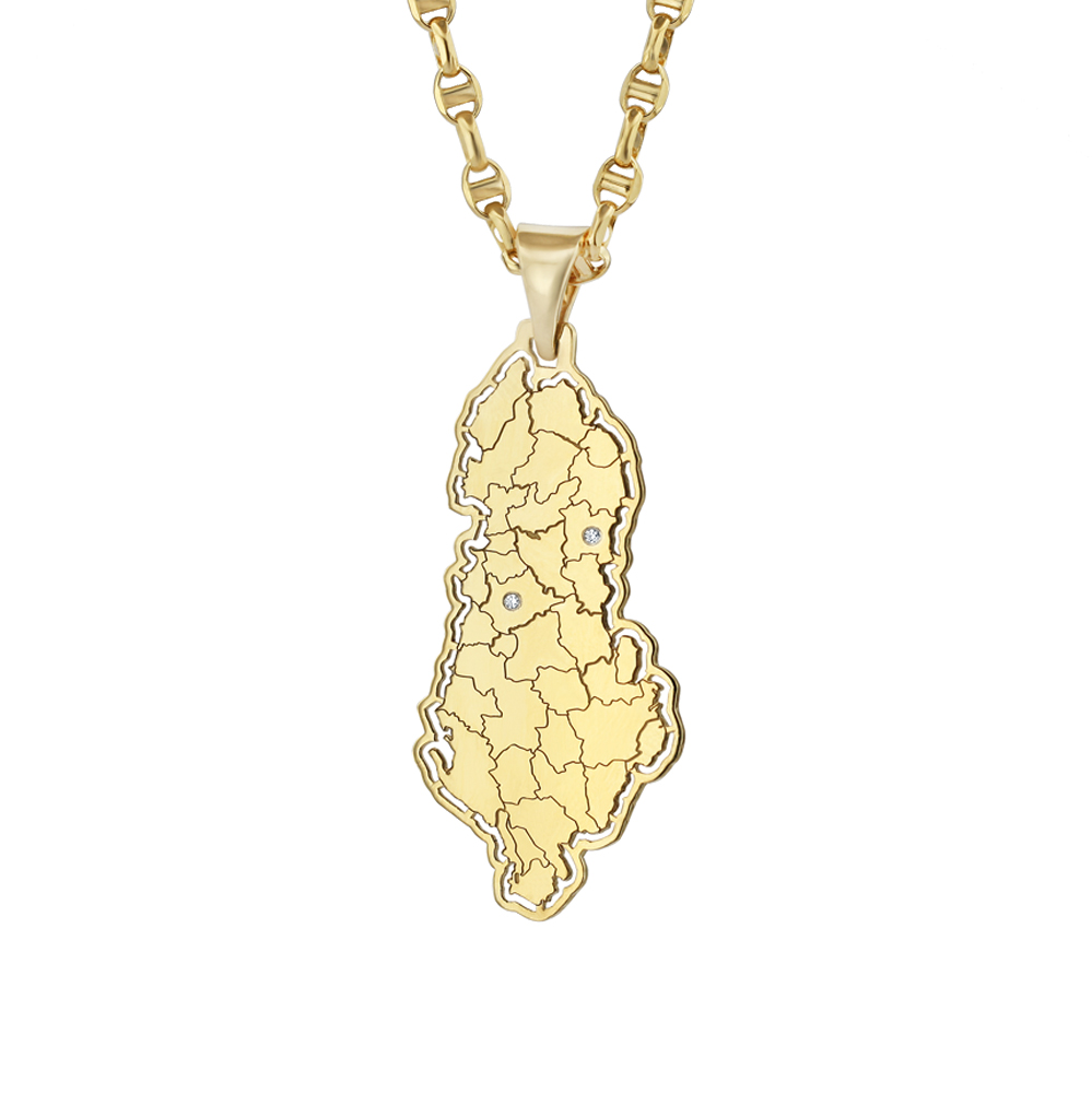 PERSONALISED ALBANIAN MAP PENDANT