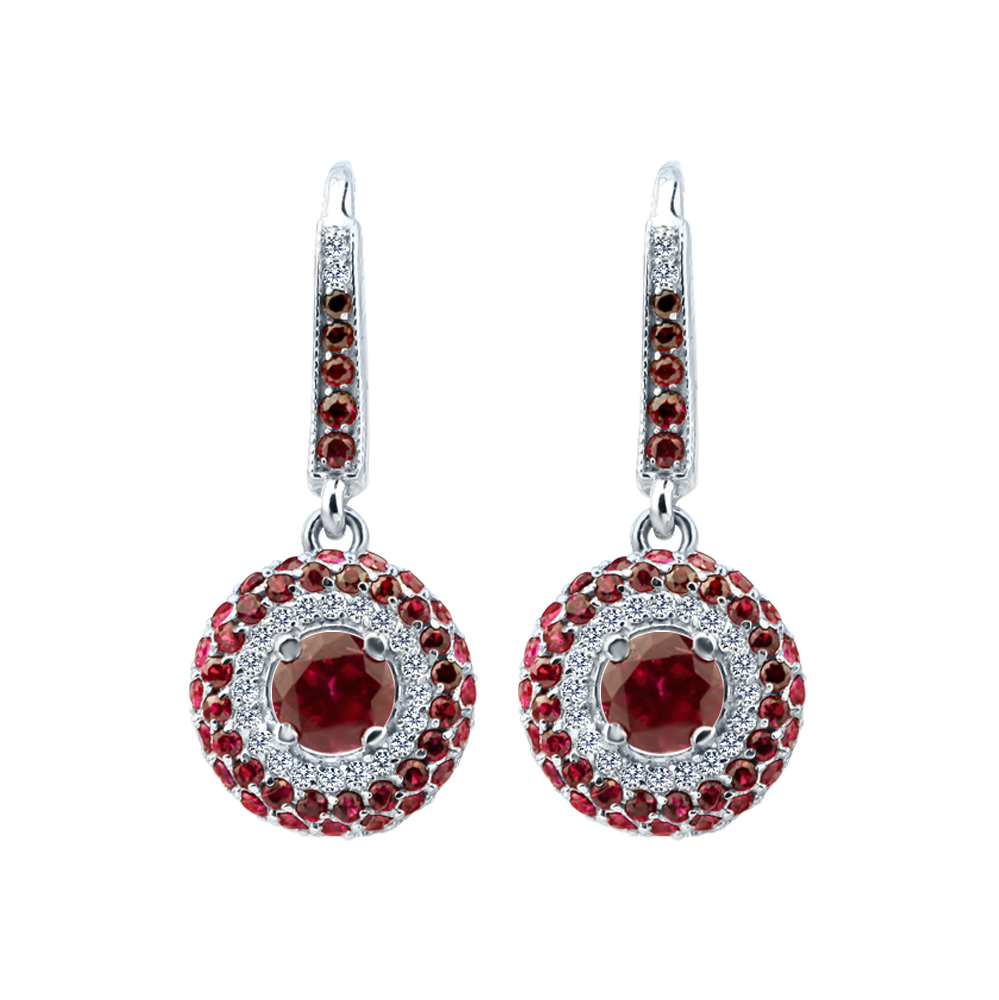 RUBY TRIPLE HALO DROP EARRINGS
