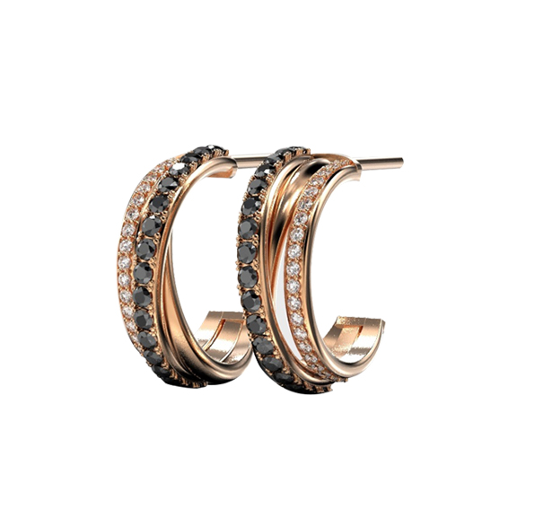 BLACK AND WHITE ZIRCONIUM EARRINGS