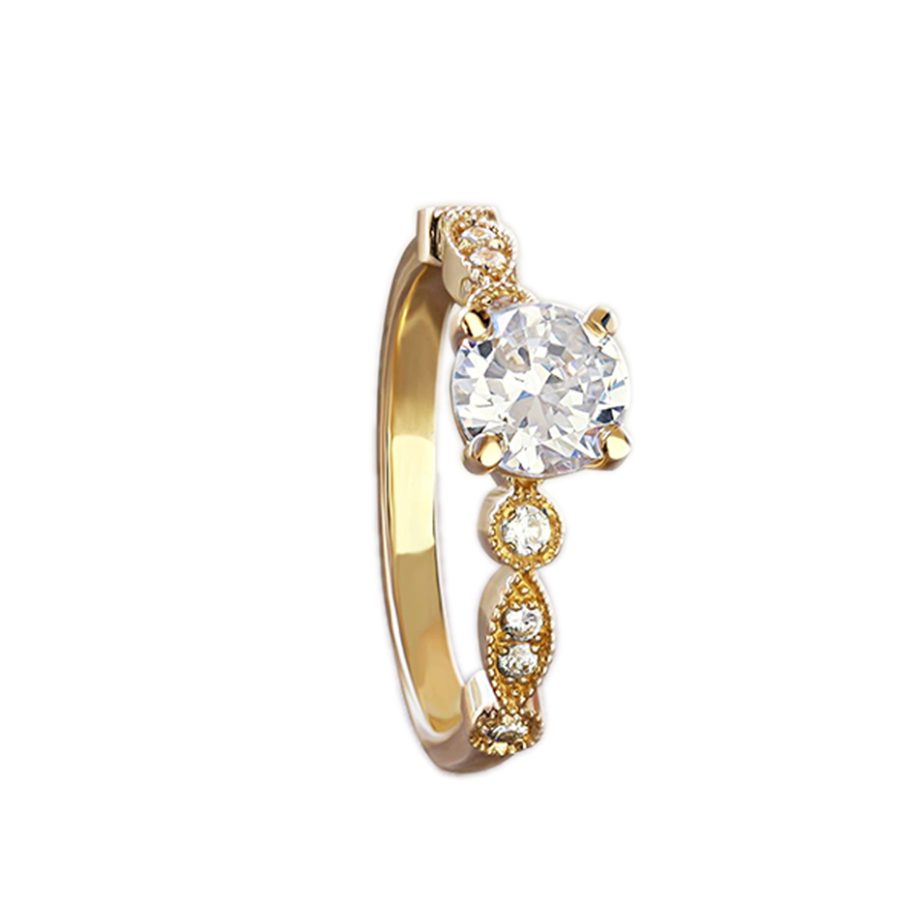 ANTIQUE FLORAL SOLITAIRE RING
